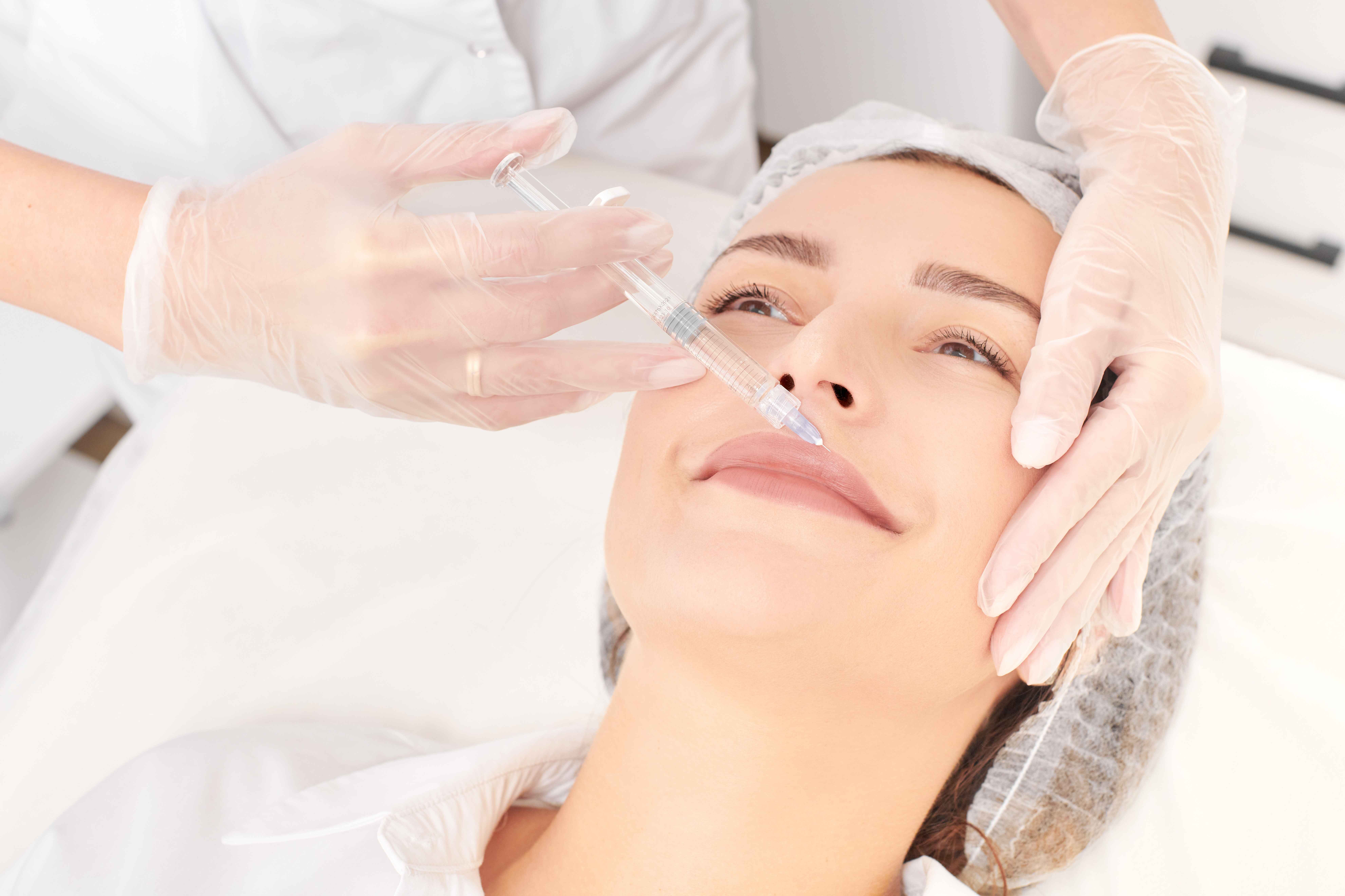 a person undergoing lip filler